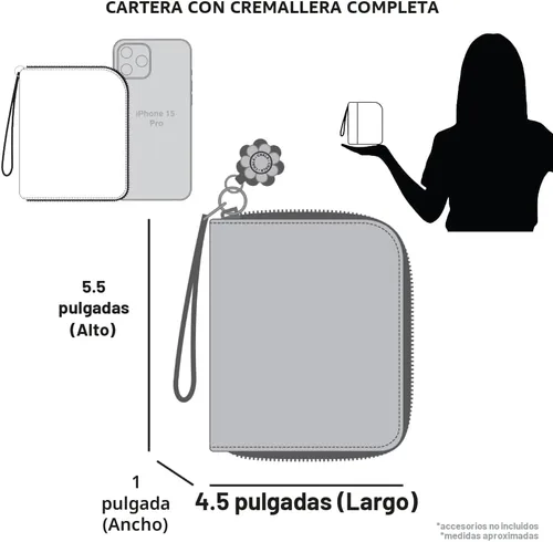 Vista 5 de Chala - Cartera con cremallera, para muñeca, 8 ranuras para tarjetas de crédito, piel sintética resistente Bluebird - Verde azulado