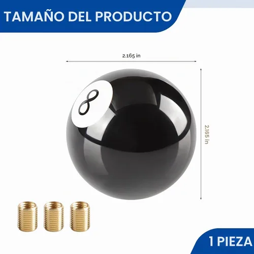 Vista 2 de Mango de palanca de cambios para automóvil, bola de billar de 2.16 pulgadas, perilla de palanca de cambios manual en forma de 8 con adaptadores