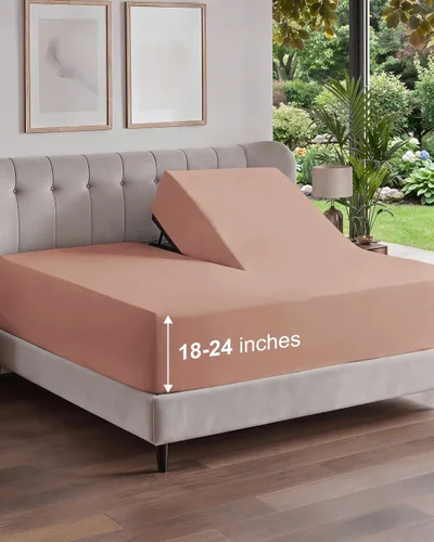 Vista 159 de Sábana bajera ajustable extra profunda Twin XL – Sábana bajera individual de lujo de hotel solamente – Se adapta fácilmente a colchones de 18 a 24