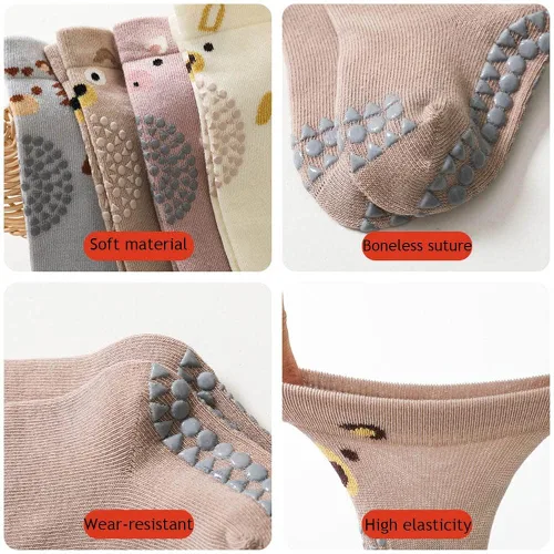 Vista 2 de Calcetines antideslizantes para bebés y niños de 0 a 3 años de edad calcetines antideslizantes para niños y niñas 6 pares