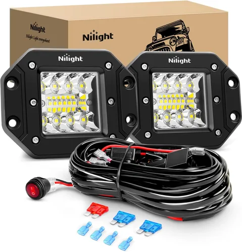 Vista 11 de Nilight Cápsulas de Luz LED de Montaje Empotrado 2PCS 42W Ámbar Blanco 3 Modos de Iluminación Luces Antiniebla Haz Combinado de Punto e Inundación