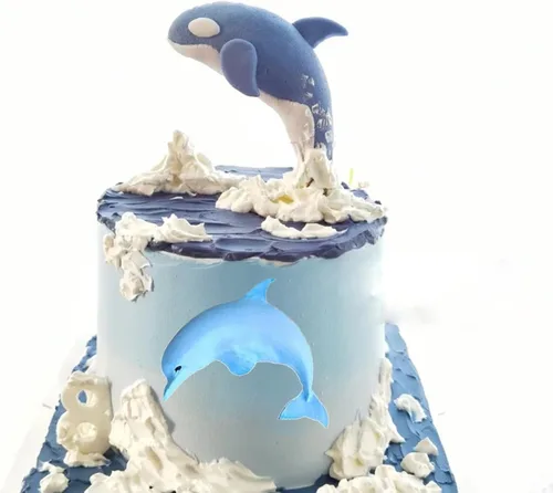 Vista 5 de Molde de silicona para fondant de delfín, molde de caramelo de chocolate con delfines Decoración de tartas de cumpleaños para boda, decoración