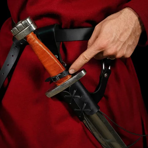 Vista 2 de Mythrojan Rana "Adventurer", ideal para Warrior Knight Vikings SCA LARP, cuero de grano completo