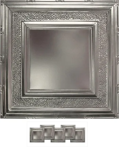 Vista 13 de American Tin Ceilings Kit de 5 unidades: azulejos metálicos para clavar en patrón #2 clavado y color sin terminar. 24 x 24 pulgadas