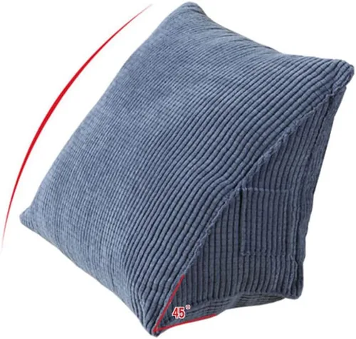 Vista 3 de Cojín de pana de algodón PP de alta elasticidad para respaldo, cojín de posicionamiento, almohada de lectura (azul)