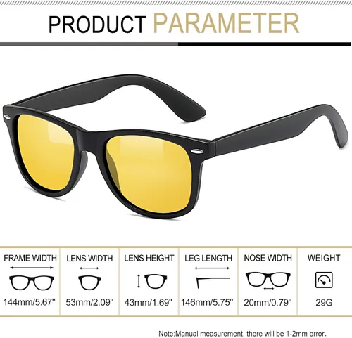 Vista 4 de Joopin Gafas de sol cuadradas polarizadas con protección UV para hombre y mujer