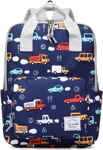 Vista 11 de VASCHY - Mochila para niños y niñas de 3 a 6 años, mochila preescolar ligera para niños con correa para el pecho Tiburones azules
