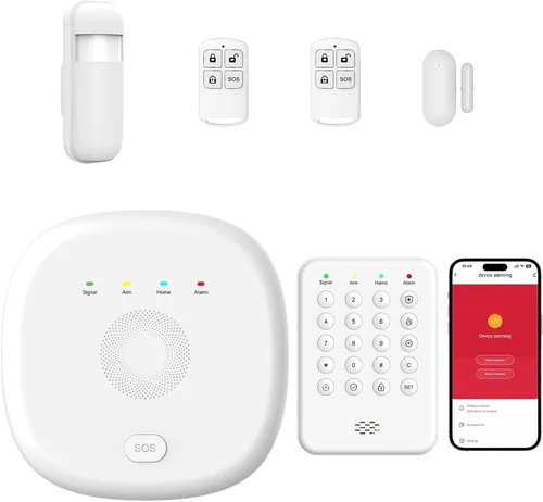 Vista 4 de Sistema de Seguridad Inalámbrico WiFi para el Hogar - Sistema de Alarma Inteligente para Hogar y Empresa, Expandible, Teclado Independiente, Alertas