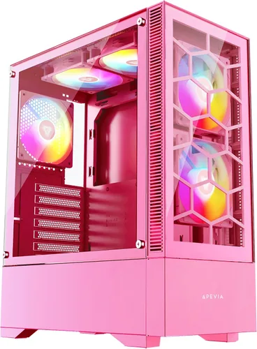 Vista 10 de Apevia Eclipse-BK Eclipse Carcasa de PC de Torre Media para Juegos con 5 Ventiladores ARGB de 120mm, 366 Modos de Luz RGB, Diseño Minimalista