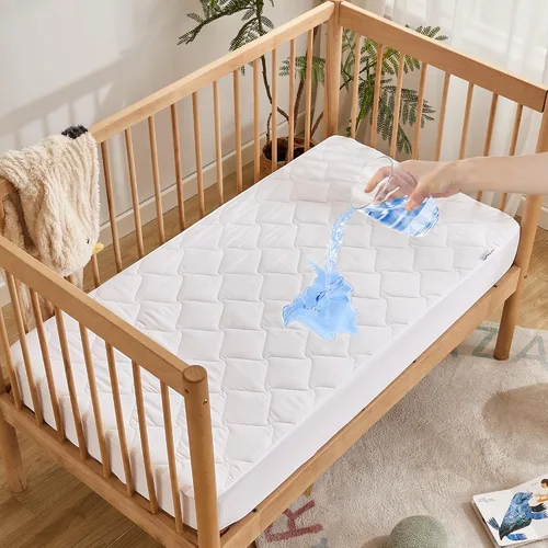 Vista 8 de SLEEP ZONE Paquete de 2 protectores de colchón impermeables para cuna, elástico ajustable tamaño individual, ultra suave y transpirable, lavable a