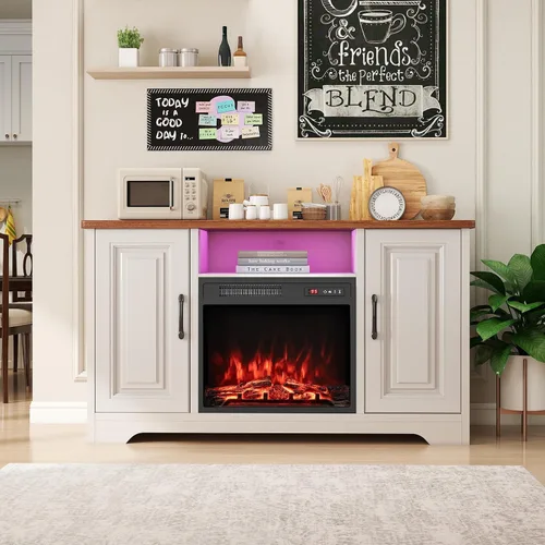 Vista 2 de Tangkula Inserto de chimenea eléctrica de 18 pulgadas, con control remoto, colores de llama ajustables y brillo, protección contra