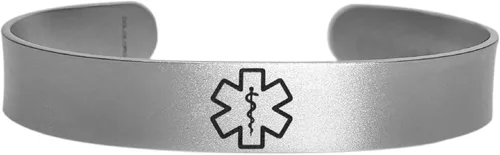 Vista 7 de Pulsera de identificación de alerta médica, acero inoxidable 316L, personaliza y personaliza, selecciona un tamaño de muñeca, de 6 a 9 pulgadas
