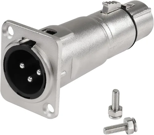 Vista 8 de QIANRENON XLR hembra a macho conector de micrófono 3 pines a enchufe adaptador de montaje acoplador conector de montaje de alimentación de montaje