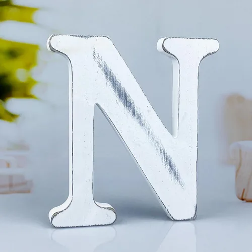 Vista 22 de Letras rústicas de madera blanca de 6 pulgadas, letras de madera sin terminar para decoración de pared, letras blancas retro de pie, decoración