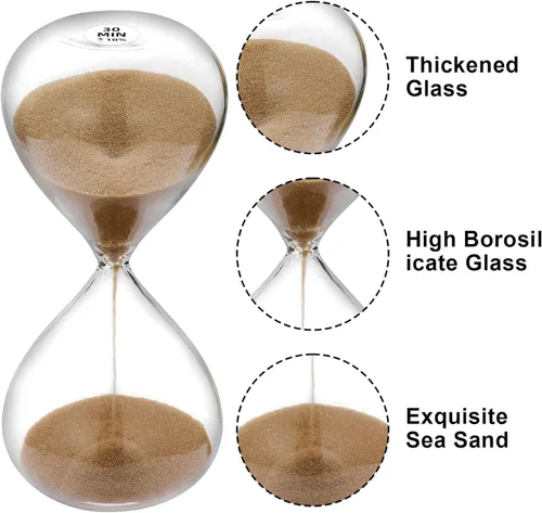 Vista 5 de Reloj de arena con temporizador de arena de 1 minuto con arena de color marrón, reloj de arena grande de 1 minuto, reloj de arena de 1 minuto