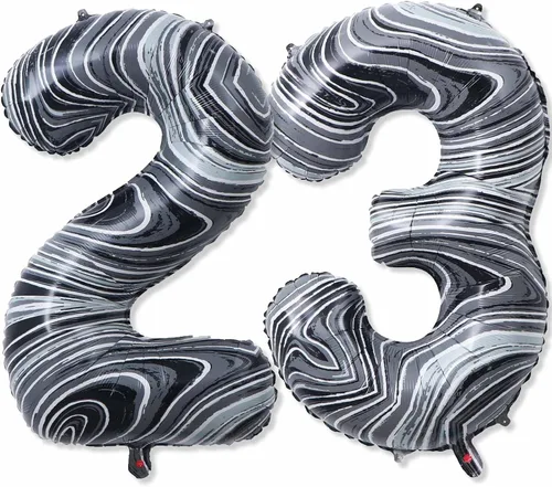 Vista 18 de Globos gigantes de papel de aluminio de mármol negro de 40 pulgadas, globos gigantes de helio número 10 para niños y niñas, decoraciones