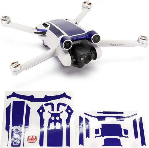 Vista 7 de WRAPGRADE Pegatinas de piel compatibles con DJI Mini 3 Pro Color de acento (verde militar)