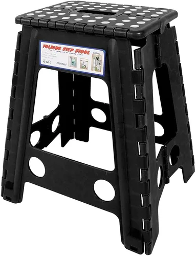 Vista 6 de Taburete de plástico Taburete plegable portátil para pesca de senderismo interior (negro)