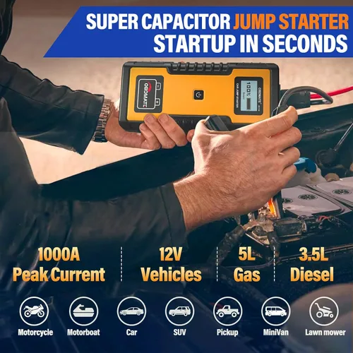 Vista 2 de Arrancador de Coche 1000A, Arrancador de Súper Condensador Sin Batería para Motores de Gasolina y Diésel de 12V, Arrancador Portátil de 12V