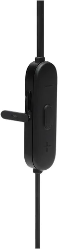 Vista 5 de JBL Tune 215 - Auriculares intrauditivos inalámbricos Bluetooth con micrófono de 3 botones/control remoto y cable plano, color negro, pequeño JBL