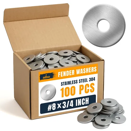 Vista 17 de 20 piezas arandelas planas de guardabarros de acero inoxidable de 1/2" x 2" para pernos y tornillos, herrajes de acero inoxidable 304