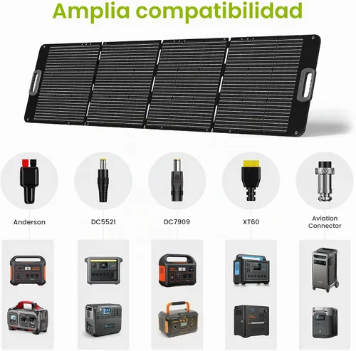 Vista 2 de Panel solar portátil de 80 vatios para estación de energía, IP67 impermeable plegable cargador solar con XT60 Anderson DC 0.315 in 7909 5521