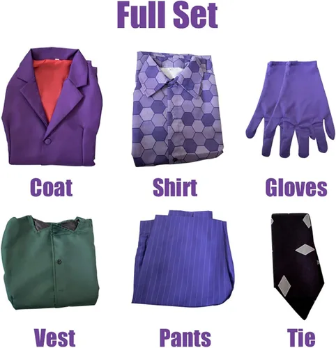 Vista 6 de Joker - Disfraz de caballero para cosplay, camisa y chaleco, traje completo para adultos