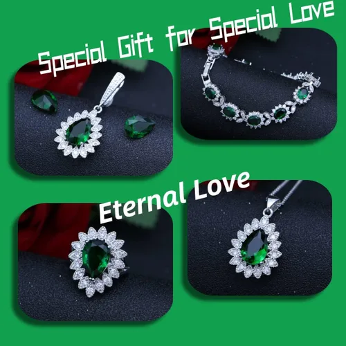 Vista 8 de Conjuntos de joyería de moda para mujeres y niñas, chapado en platino, chapado en oro, chapado en oro rosa, aretes chapados en negro pistola, aretes