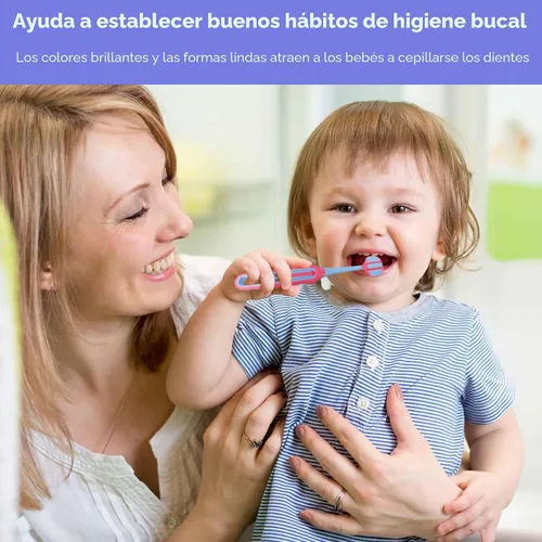 Vista 7 de EASICUTI Cepillos de dientes suaves para niños pequeños, eficiente cepillo de dientes de 3 caras, cepillo de dientes para bebés de 12 meses