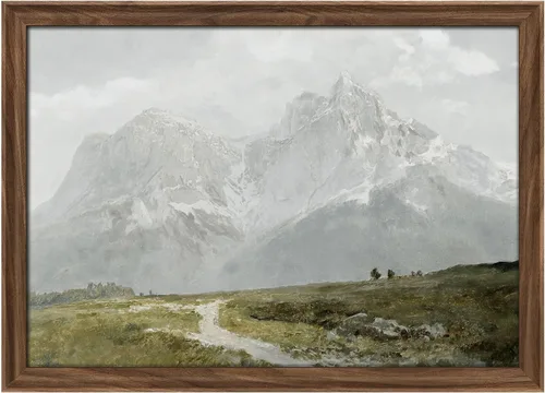 Vista 186 de MUDECOR Lienzo enmarcado prémium para pared, pinos nevados en bosque de invierno, ilustraciones modernas, arte contemporáneo, escénico, divertido