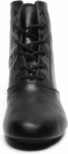Vista 2 de Botas de jazz negras con suela dividida, zapatos de baile de cuero para niñas y niños (niños pequeñosniños grandes)