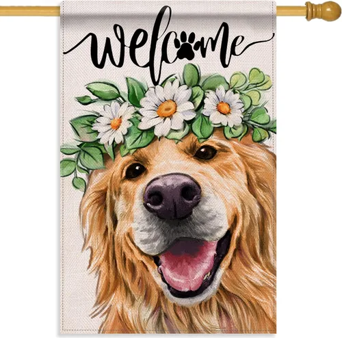 Vista 8 de Love is Love Golden Retriever Dog Rainbow - Bandera decorativa para jardín, decoración exterior del mes del orgullo de mascotas LGBTQ