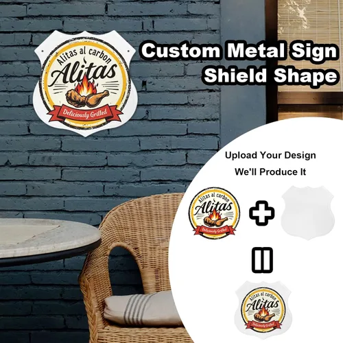 Vista 6 de Letrero de metal personalizado, letrero de metal de escudo personalizado, decoración de escudo medieval de metal, letrero de 12 pulgadas, letrero