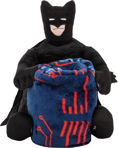 Vista 3 de Northwest Batman Cyber Symbols Almohada Abrazadora de Personaje y Juego de Manta de Tacto Sedoso, 40" x 50" Batman - Símbolos ciberné