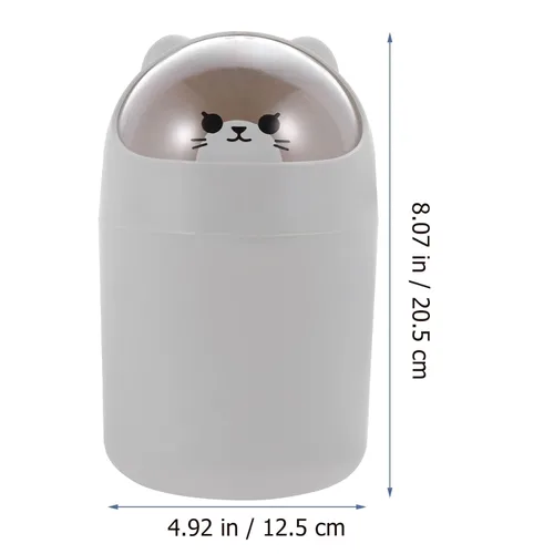 Vista 5 de Cabilock Mini basurero de escritorio para dormitorio, tapa para sala de estar, oficina, escritorio, "papelera de escritorio", tapa agitada