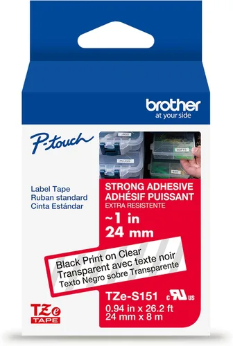 Vista 23 de Brother - Cinta laminada Negro sobre Amarillo, 24 mm Empaquetado al menudeo, Negro sobre blanco