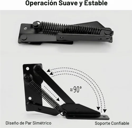 Vista 3 de Bisagra de resorte, soporte de elevación plegable de 90 grados