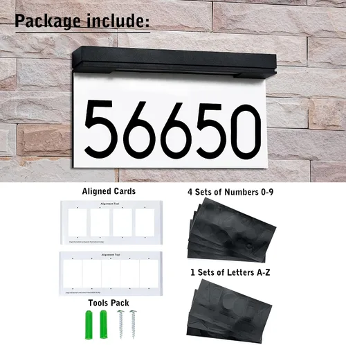 Vista 3 de Placa de dirección con números de casa alimentada por energía solar, número de casa personalizado para exteriores, letrero de dirección LED
