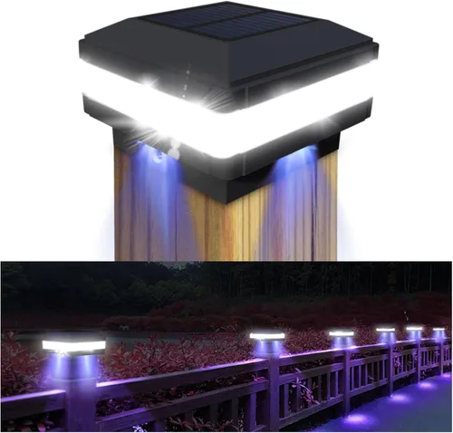 Vista 11 de Luces solares para postes al aire libre, luces solares impermeables para postes de valla de 4 x 4, 5 x 5, 6 x 6, luz LED de iluminación blanca