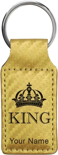 Vista 35 de Llavero rectangular, corona de rey, grabado personalizado incluido, Bambú