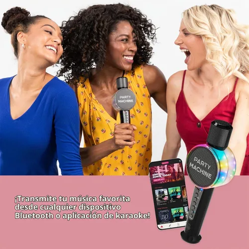 Vista 3 de Singing Machine Micrófono de karaoke inalámbrico para niños y adultos, micrófono de máquina de fiesta (negro) - Micrófono Bluetooth portátil de mano