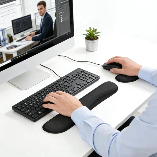 Vista 6 de KTRIO Reposamuñecas ergonómico para teclado y reposamuñecas para mouse, Negro
