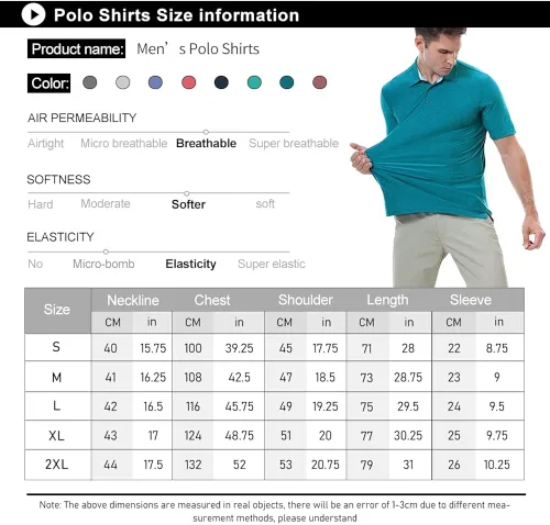 Vista 5 de Wirltte Camisa de golf para hombre casual absorbe la humedad transpirable de secado rápido para hombre