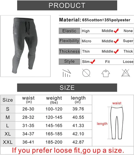 Vista 6 de BROKIG Pantalones deportivos para hombre, con cremallera, casual, para gimnasio, entrenamiento, bolsillos