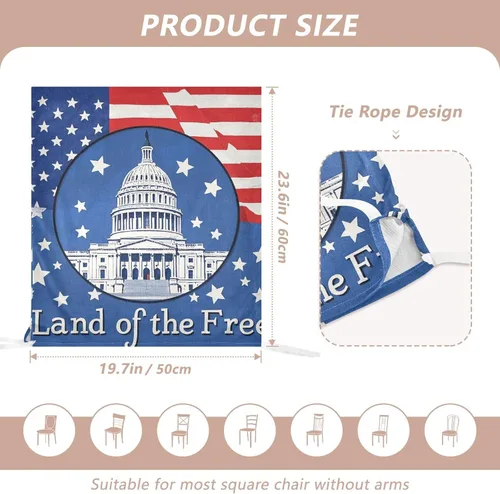 Vista 3 de 4th of July Independence Day White House Land of Free Decorative Chair Cover for Office Chair for Classroom Stools Soft Chair Slip Cover covertores