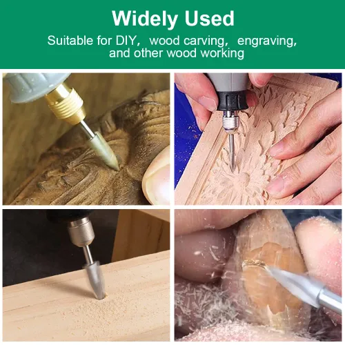Vista 2 de Juego de brocas de tallado de madera para Dremel, herramienta rotativa, 5 piezas, accesorios de taladro de grabado, broca de madera, manualidades