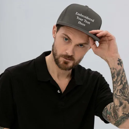 Vista 2 de Otto - Gorra de malla personalizada con cierre de espalda con texto bordado en la parte trasera de tu propio texto con billetes planos, gorras