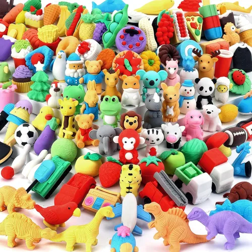 Vista 10 de URSKYTOUS 35 borradores de animales de escritorio para niños, borradores de lápices de animales, juguetes de borrador a granel, regalos para premios