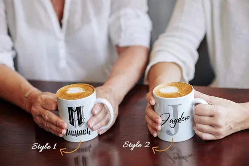 Vista 2 de SANTANNA Taza personalizada para hombres, iniciales personalizadas con nombre de café de cerámica (sus estilos favoritos)