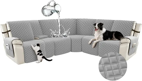 Vista 63 de Arfntevss Fundas para sofá seccional reclinable para sofá seccional en forma de L, funda antideslizante lavable para sofá reclinable con forma de L